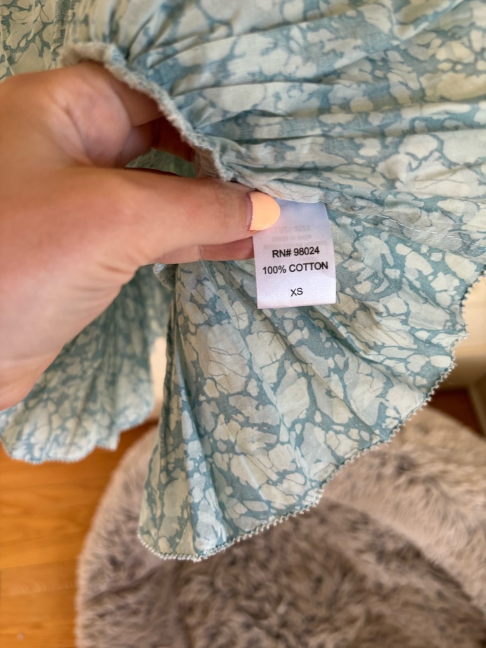 Anthropologie Love the Label Light Aqua Smocked Peplum Top - Picture 5 of 5